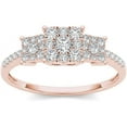 thumbnail image 1 of 1/2 Carat T.W. Diamond 10kt Rose Gold Three-Stone Look Square-Shape Cluster Engagement Ring, 1 of 1