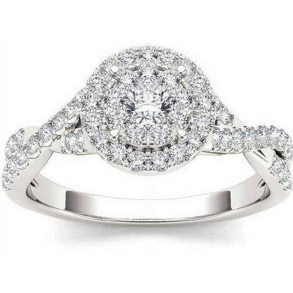 1/2 Carat T.W. Diamond 10kt White Gold Cluster Engagement Ring