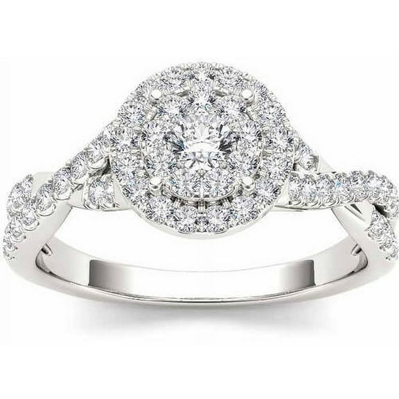 1/2 Carat T.W. Diamond 10kt White Gold Cluster Engagement Ring