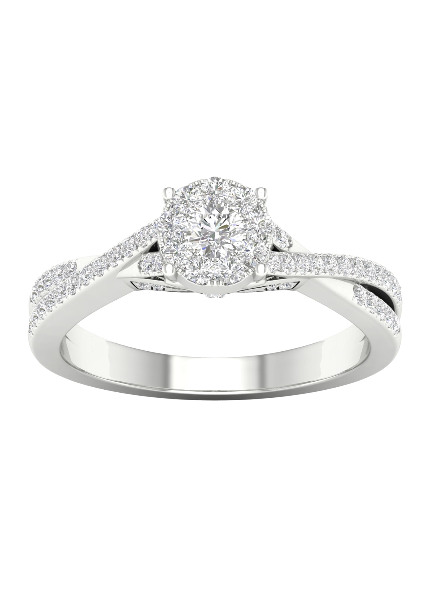 1/2 Carat T.W. Diamond 10kt White Gold Criss Cross Engagement Ring ...