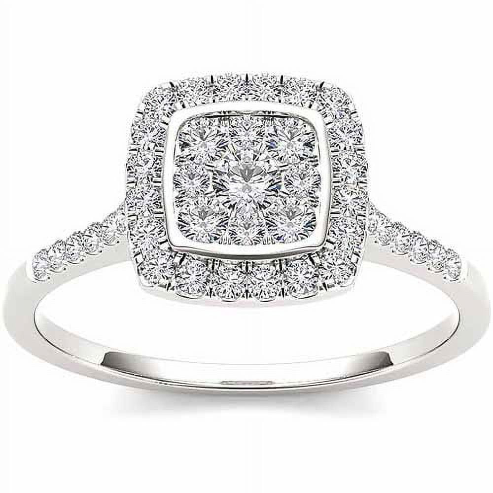 1/2 Carat T.W. Diamond 10kt White Gold Cushion-Shape Engagement Ring