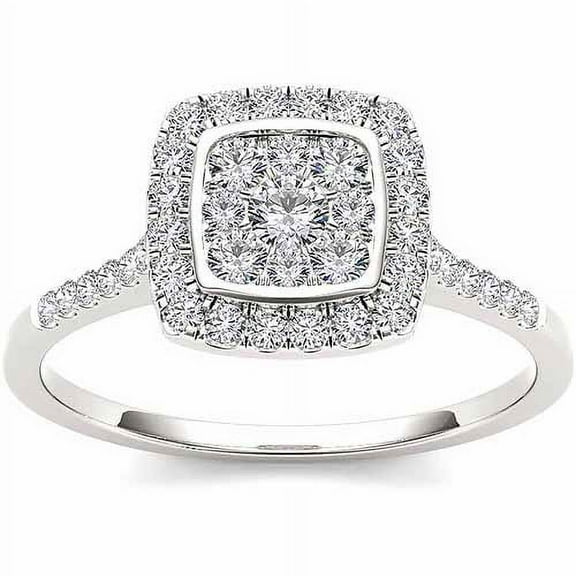 1/2 Carat T.W. Diamond 10kt White Gold Cushion-Shape Engagement Ring