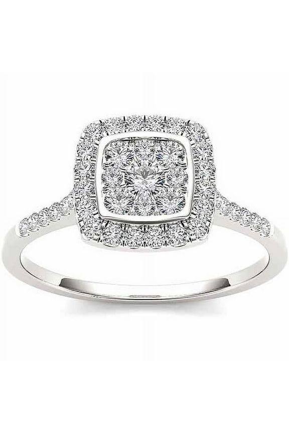 1/2 Carat T.W. Diamond 10kt White Gold Cushion-Shape Engagement Ring