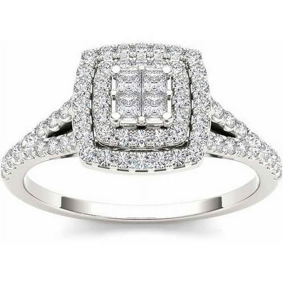 1/2 Carat T.W. Diamond 10kt White Gold Double Halo Engagement Ring