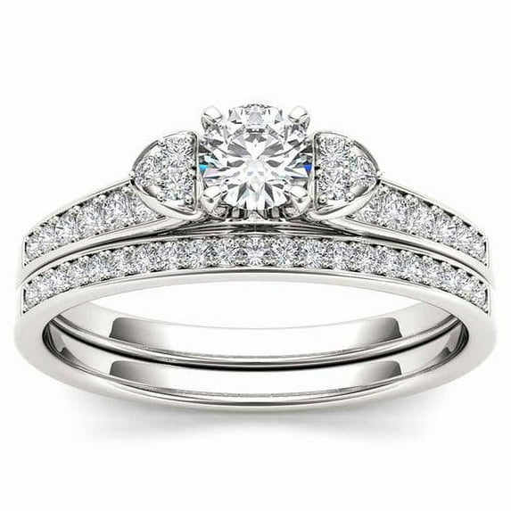 1/2 Carat T.W. Diamond 10kt White Gold Engagement Ring Set