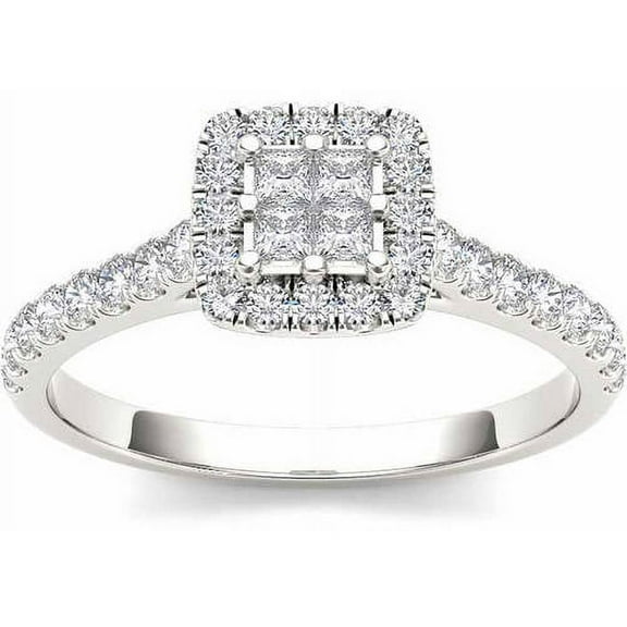 1/2 Carat T.W. Diamond 10kt White Gold Single Halo Engagement Ring