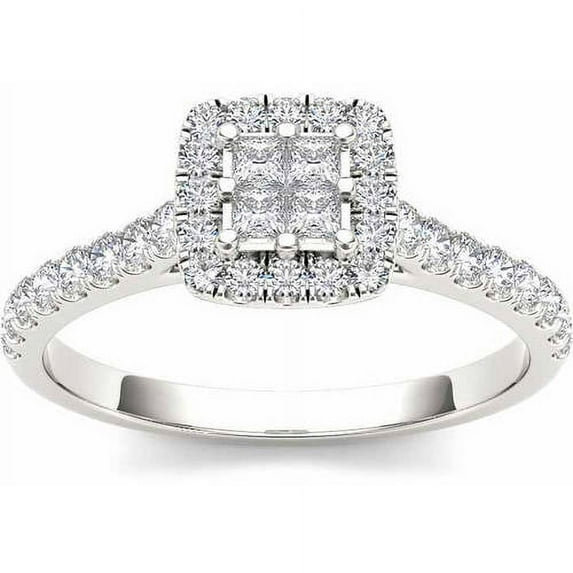 1/2 Carat T.W. Diamond 10kt White Gold Single Halo Engagement Ring