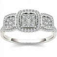 thumbnail image 1 of 1/2 Carat T.W. Diamond 10kt White Gold Three-Stone Look Cushion-Shape Bridal Ring Set, 1 of 1