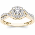 thumbnail image 1 of 1/2 Carat T.W. Diamond 10kt Yellow Gold Criss Cross Shank Single Halo Engagement Ring, 1 of 4