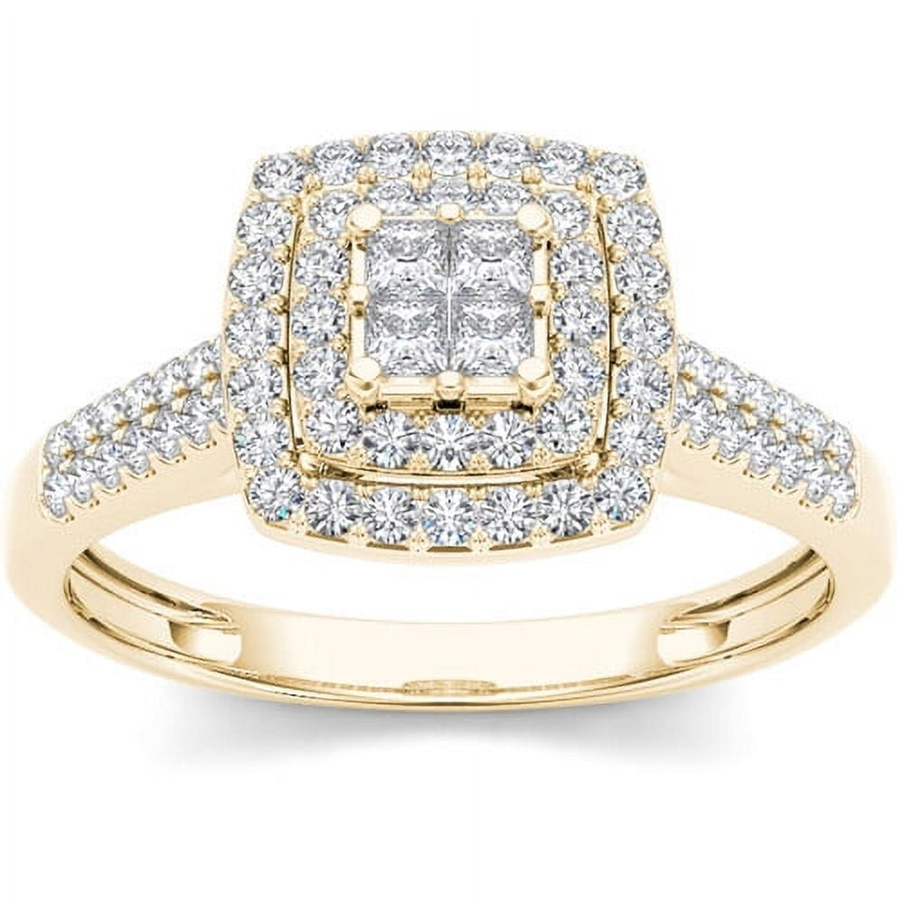 1/2 Carat T.W. Diamond 10kt Yellow Gold Double Halo Engagement Ring