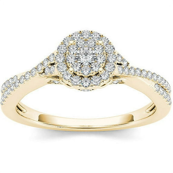 1/2 Carat T.W. Diamond 10kt Yellow Gold Double Halo Engagement Ring