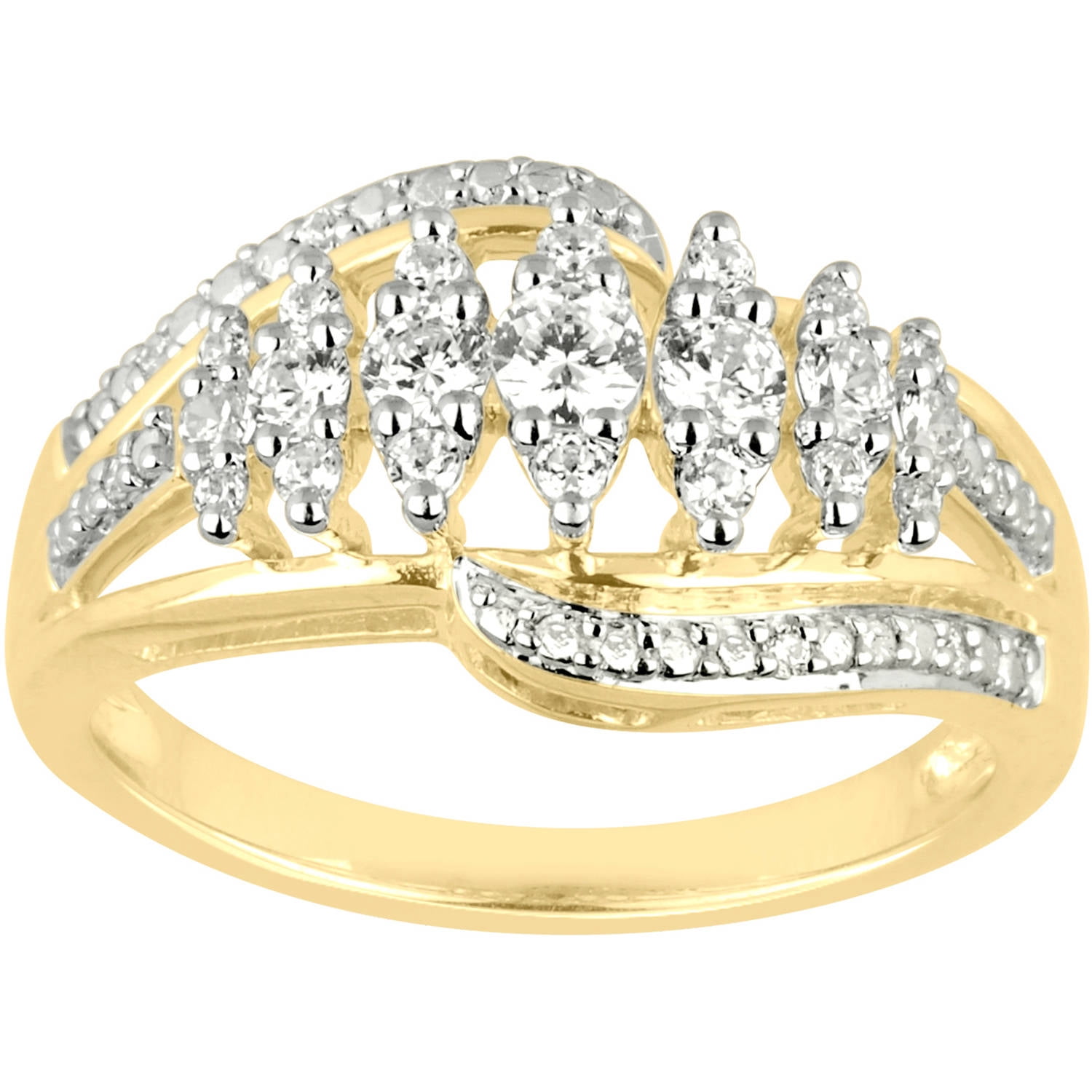 Stair Way Rung 1/2 Carat T.W. Diamond 10kt Yellow Gold Marquise Stairway Ring ...