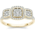 thumbnail image 1 of 1/2 Carat T.W. Diamond 10kt Yellow Gold Three-Stone Look Cushion-Shape Engagement Ring Set, 1 of 1