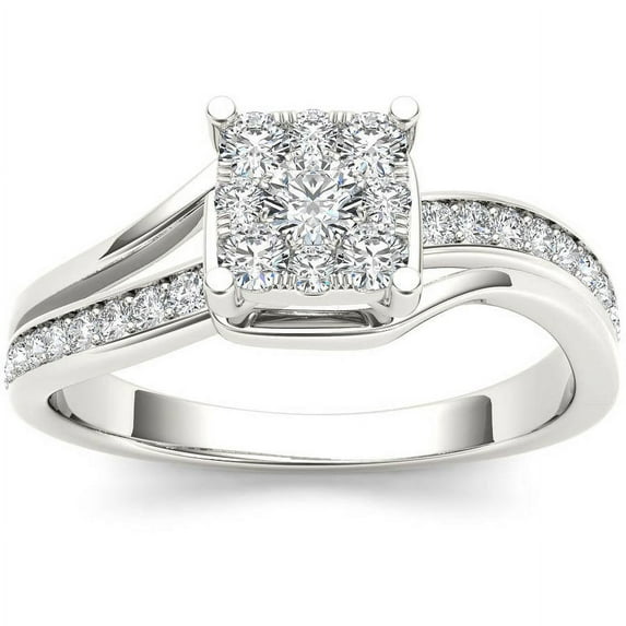 1/2 Carat T.W. Diamond Bypass Cluster 10kt White Gold Engagement Ring