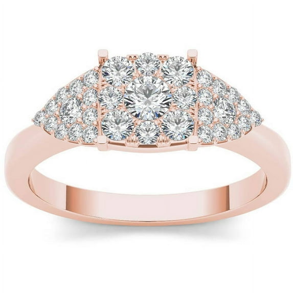 1/2 Carat T.W. Diamond Cluster 10kt Rose Gold Engagement Ring