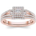 thumbnail image 1 of 1/2 Carat T.W. Diamond Cluster Double Halo 10kt Rose Gold Engagement Ring Set, 1 of 1