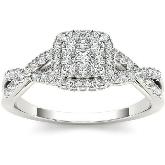 1/2 Carat T.W. Diamond Criss-Cross Shank Halo 10kt White Gold Engagement Ring
