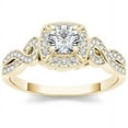 thumbnail image 1 of 1/2 Carat T.W. Diamond Criss-Cross Shank Single Halo Vintage 14kt Yellow Gold Engagement Ring, 1 of 5