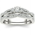 thumbnail image 1 of 1/2 Carat T.W. Diamond Criss-Cross Shank Three-Stone 14kt White Gold Engagement Ring Set, 1 of 5