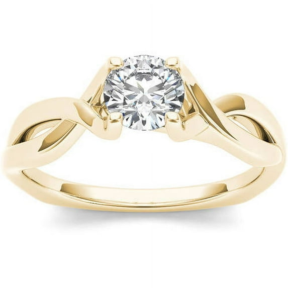 1/2 Carat T.W. Diamond Euro Style Criss-Cross Shank Solitaire 14kt Yellow Gold Engagement Ring