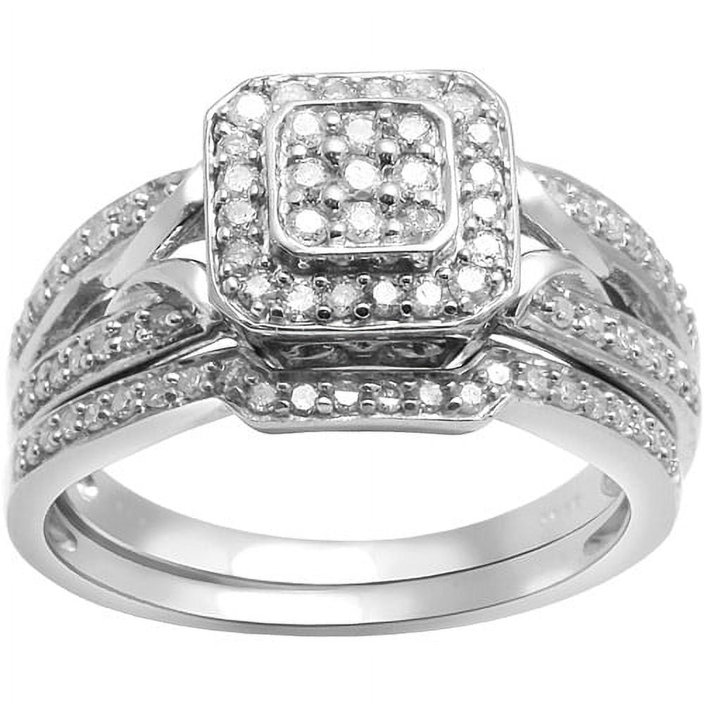 1 2 Carat T.W. Diamond Octagon Head Sterling Silver Bridal Set Walmart