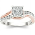 thumbnail image 1 of 1/2 Carat T.W. Diamond Pink Two-Tone Bypass Cluster 10kt White Gold Engagement Ring, 1 of 5