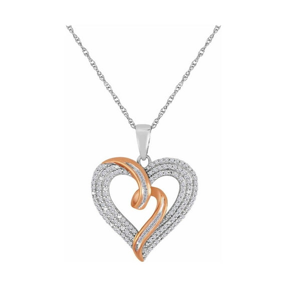 1/2 Carat T.W. Diamond Rose Gold over Sterling Silver Heart Pendant
