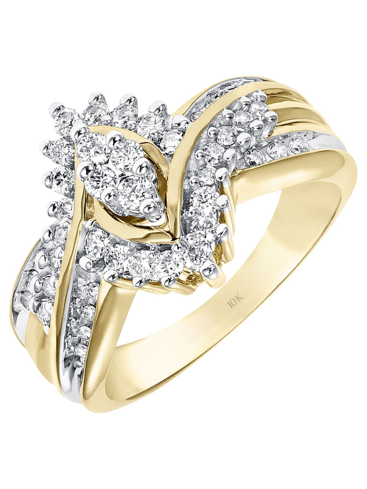Affordable Cluster Diamond Engagement Ring for Women w Halo 0.9ct 14K  Yellow Gold 405548