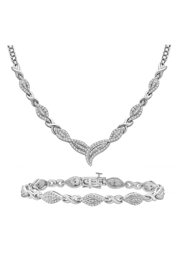 1/2 Carat T.W. Diamond Silver tone Brass 2-pcs Fashion Jewelry set.