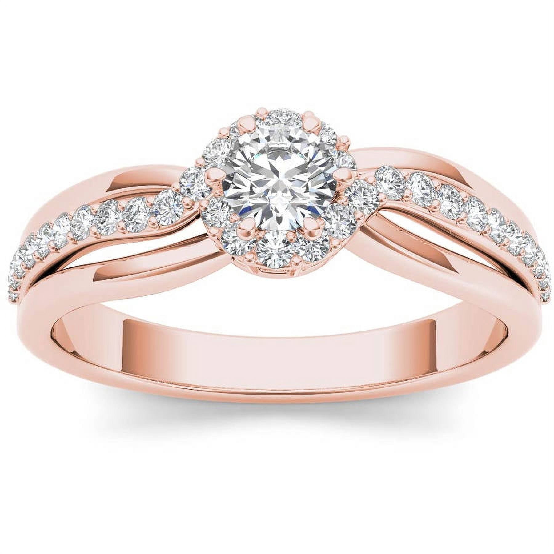 1/2 Carat T.W. Diamond Single Halo 10kt Rose Gold Engagement Ring