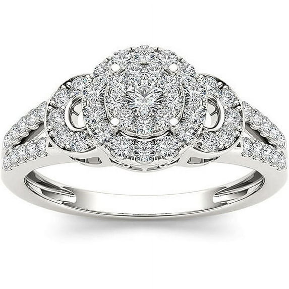 1/2 Carat T.W. Diamond Single Halo 10kt White Gold Engagement Ring