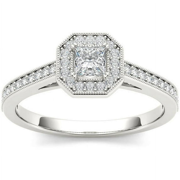 1/2 Carat T.W. Diamond Single Halo 10kt White Gold Engagement Ring