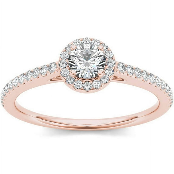 1/2 Carat T.W. Diamond Single Halo 14kt Rose Gold Engagement Ring
