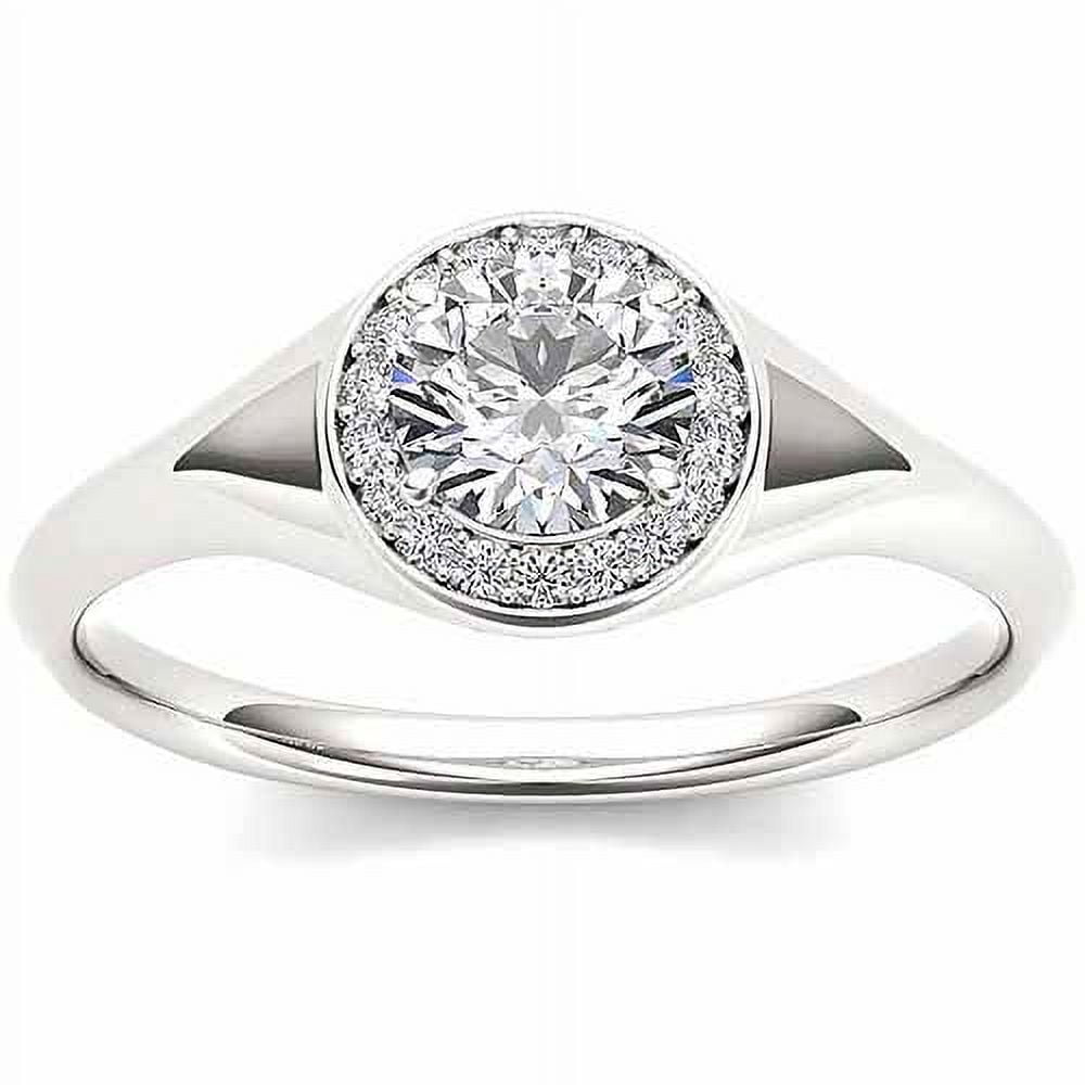 1/2 Carat T.W. Diamond Single Halo 14kt White Gold Engagement Ring