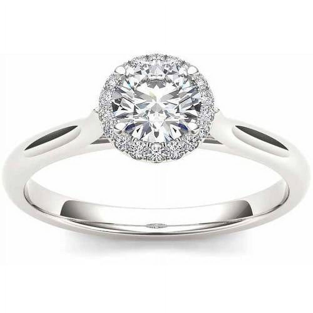 1/2 Carat T.W. Diamond Single Halo 14kt White Gold Engagement Ring