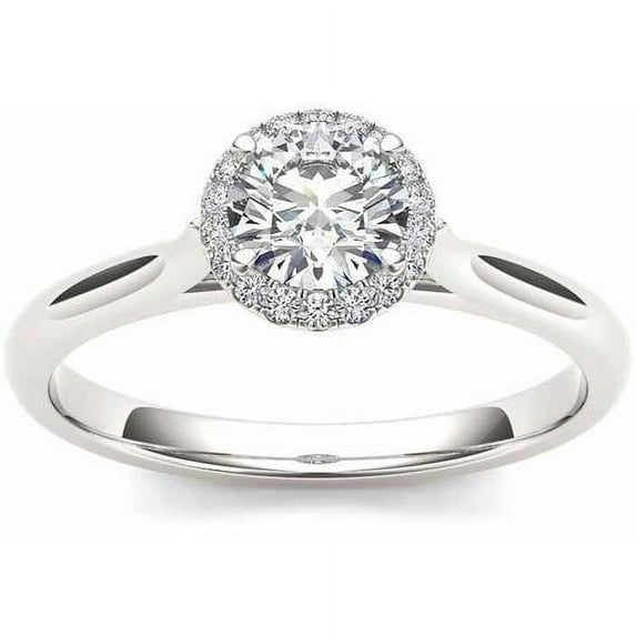 1/2 Carat T.W. Diamond Single Halo 14kt White Gold Engagement Ring