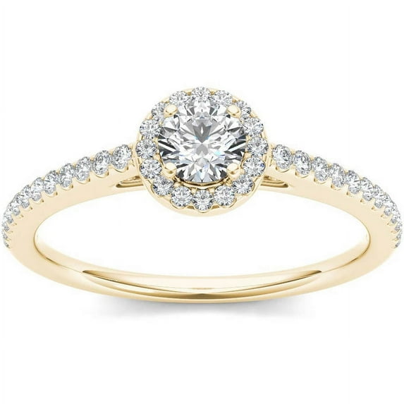 1/2 Carat T.W. Diamond Single Halo 14kt Yellow Gold Engagement Ring