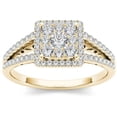 thumbnail image 1 of 1/2 Carat T.W. Diamond Split Shank Cluster Halo 10kt Yellow Gold Engagement Ring, 1 of 5