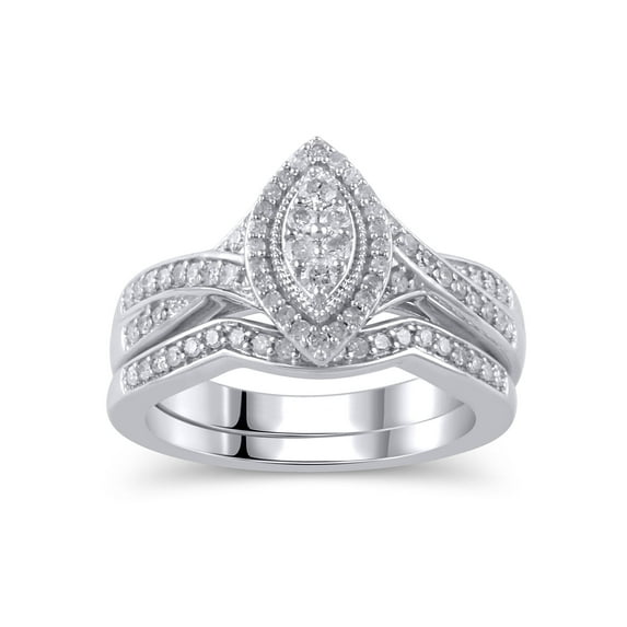 1/2 Carat T.W. Diamond Sterling Silver Bridal Set