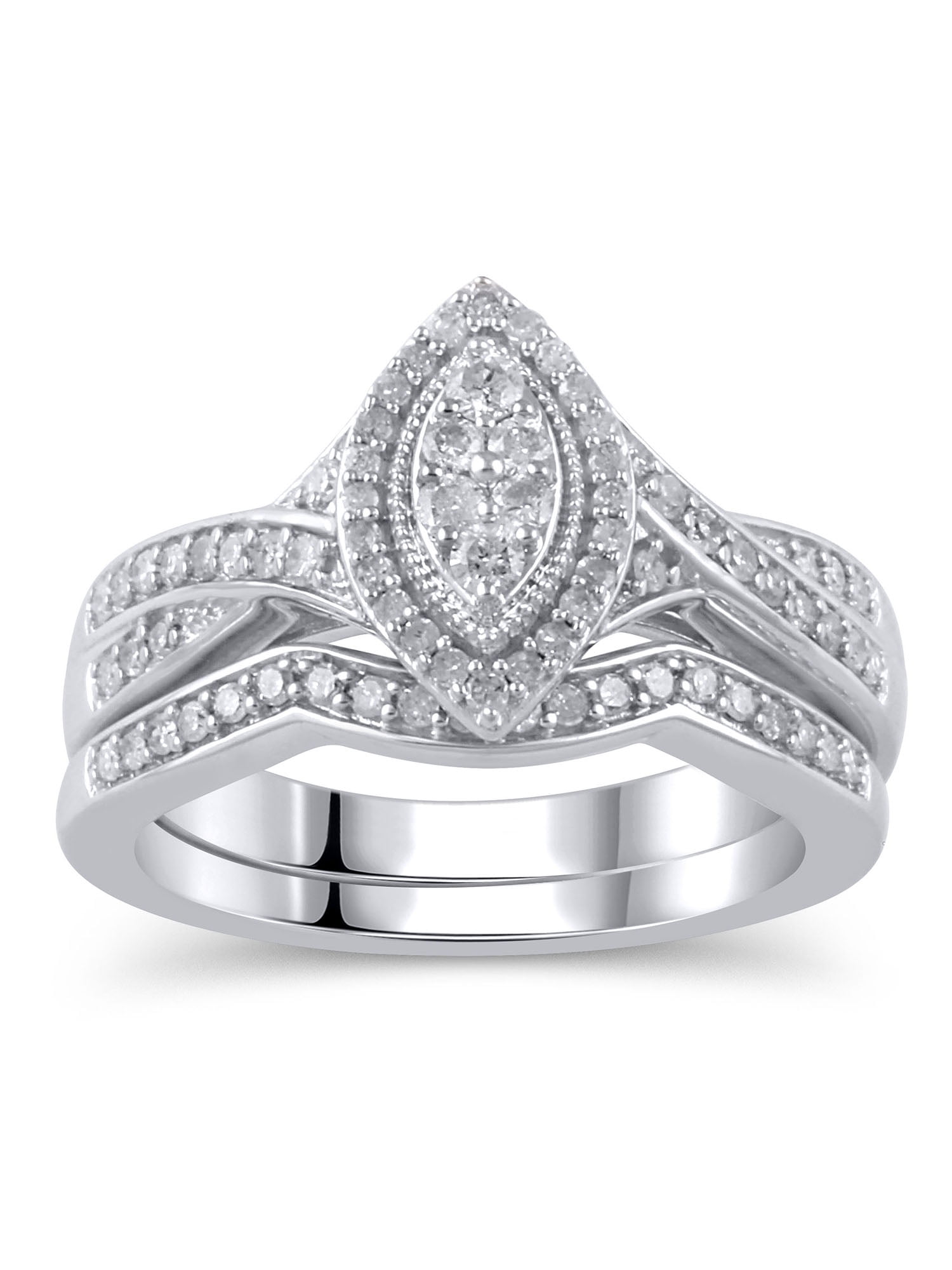 1/2 Carat T.W. Diamond Sterling Silver Bridal Set