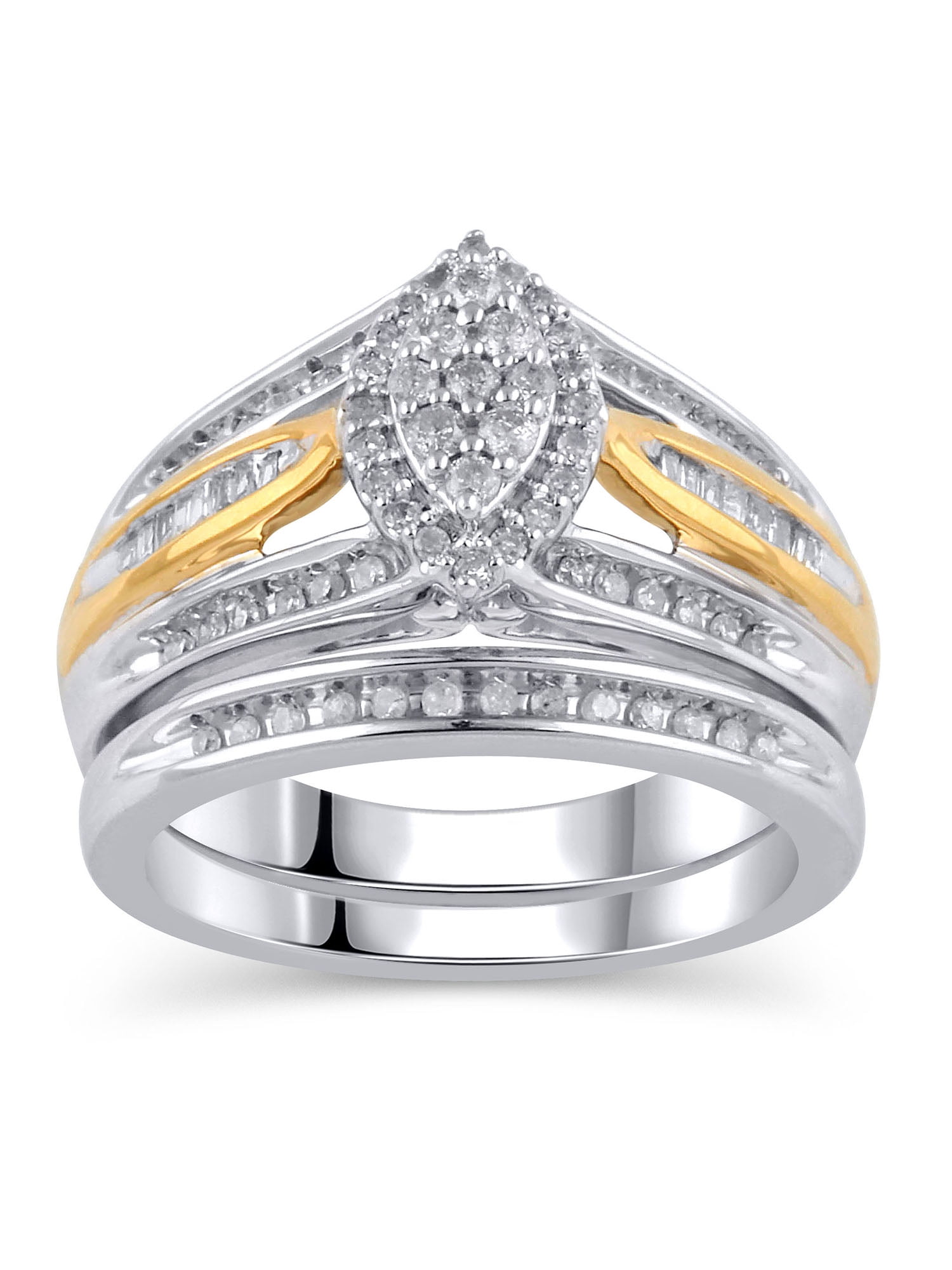 1/2 Carat T.W. Diamond Sterling Silver Bridal Set