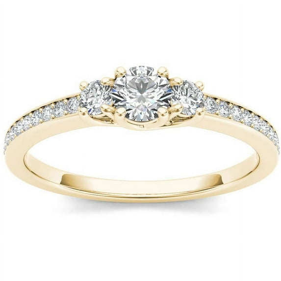 1/2 Carat T.W. Diamond Three-Stone 14kt Yellow Gold Engagement Ring