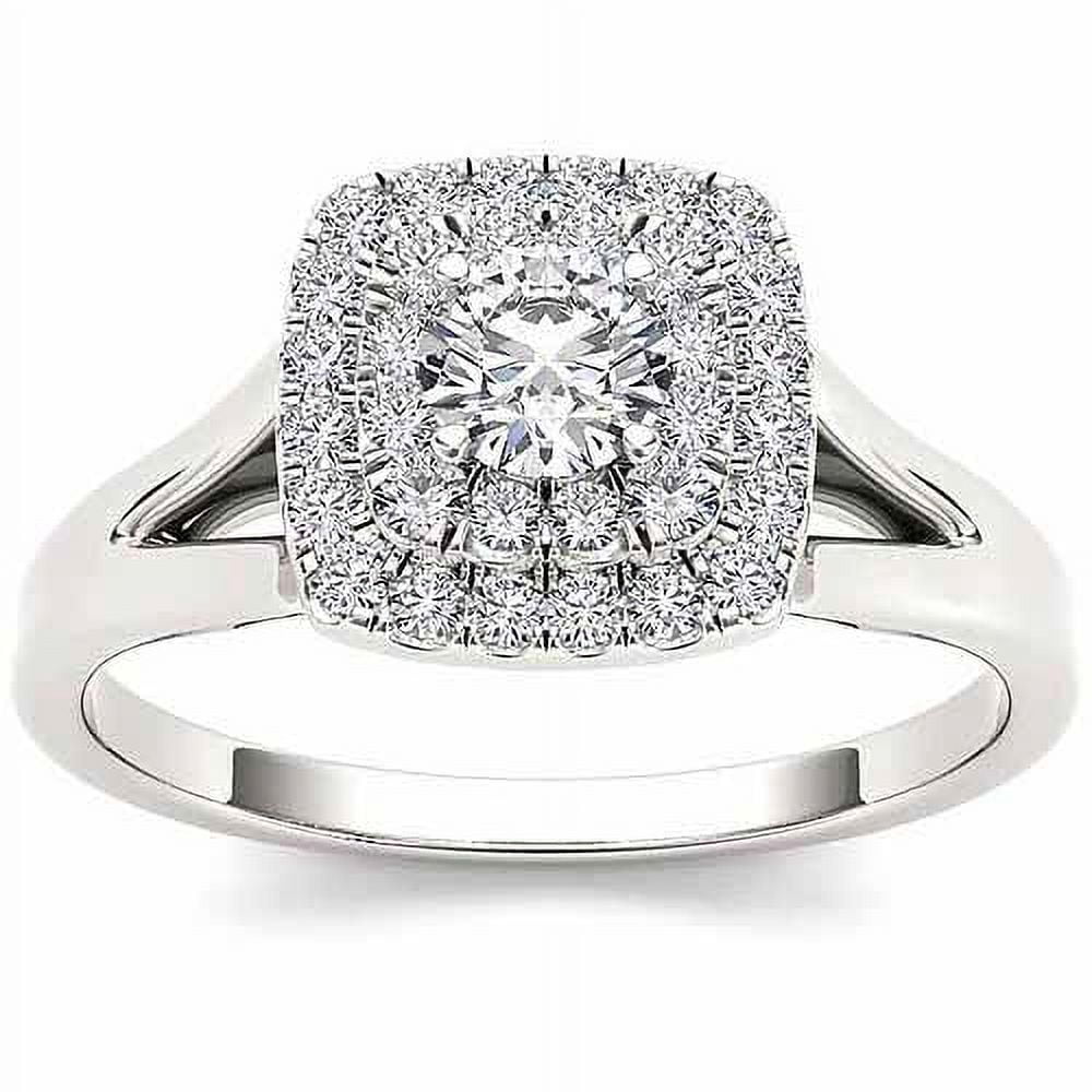 1/2 Carat T.W. Diamond Three Stone Cluster Engagement Ring in 10k White Gold