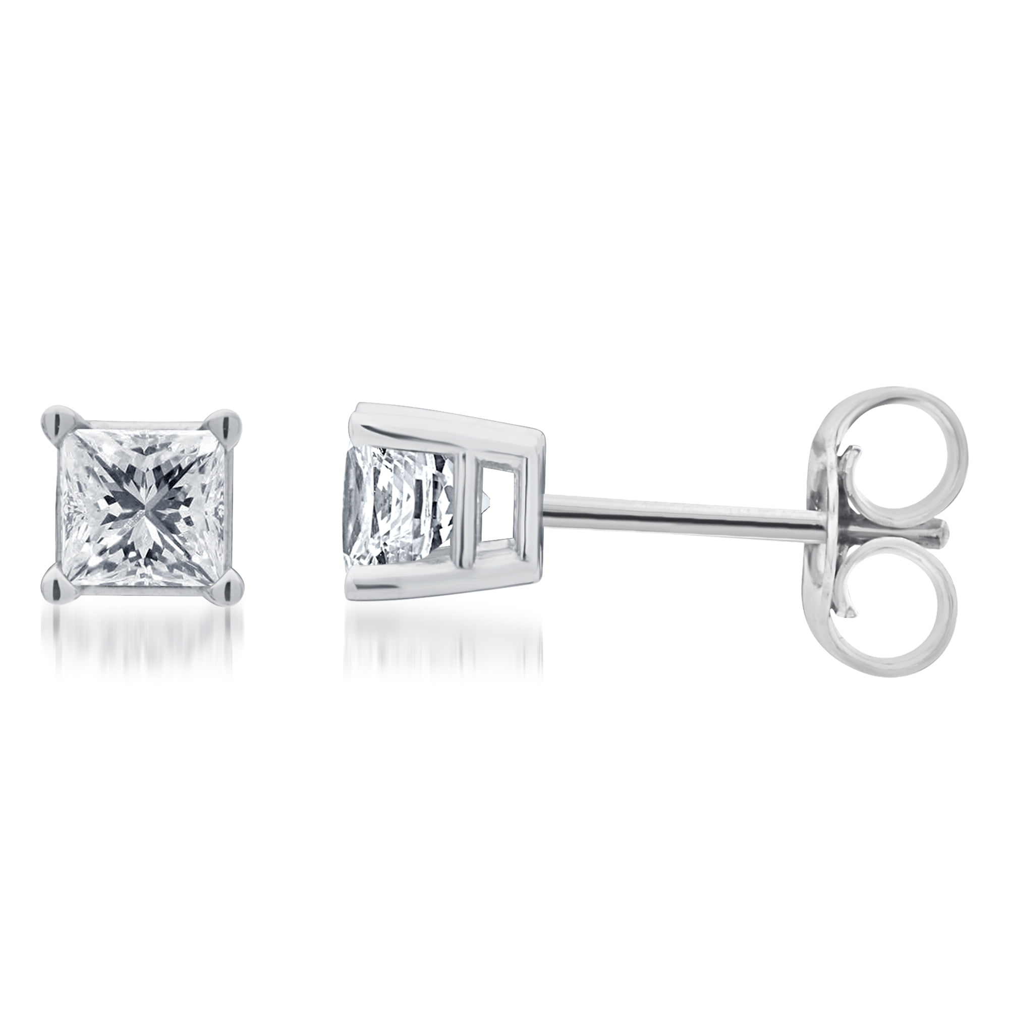 1/2 Carat T.W. Genuine Round White Diamond 14kt White Gold Stud Earrings, IGL Certified