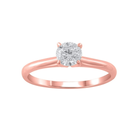 1/2 Carat T.W. (I2 clarity, H-I color) Brilliance Fine Jewelry Diamond Solitaire Ring in 10kt Pink Gold, Size 6