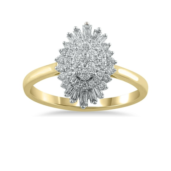 1/2 Carat T.W. (I2 clarity, H-I color) Brilliance Fine Jewelry Oval Composite Diamond Engagement Ring in 10kt Yellow Gold, Size 5