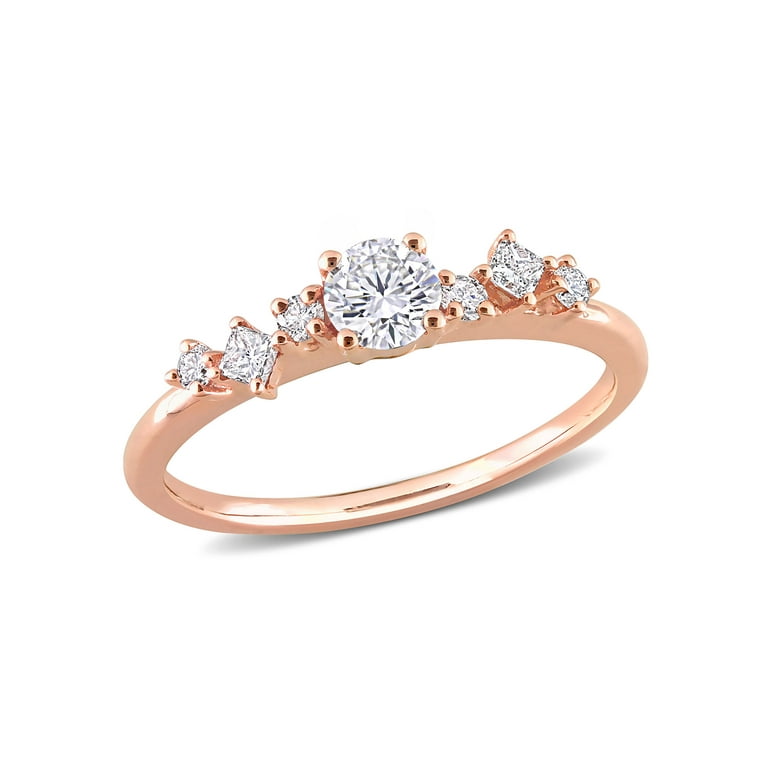 Princess cut round sale diamond engagement ring