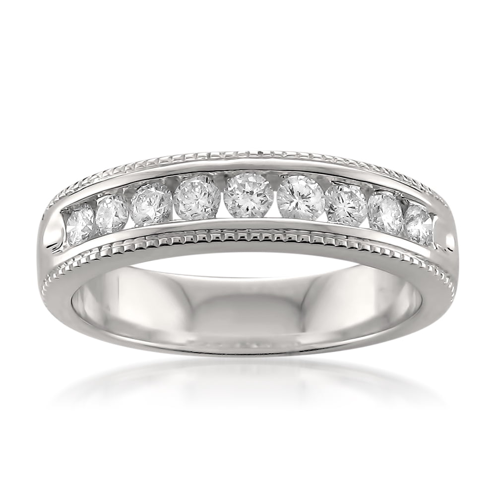 1/2 Carat T.W. Round Diam. Milgrain Vintage Platinum Bridal Wedding Band