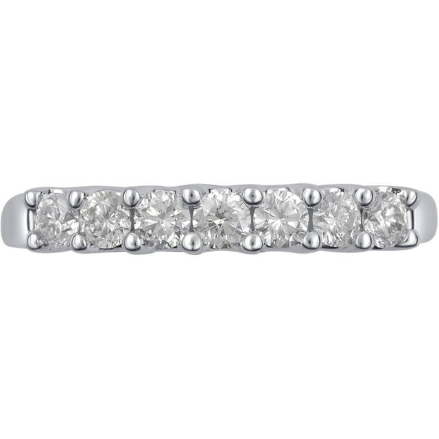 1/2 Carat T.W. Round Diamond 10kt White Gold 7-Stone Wedding Band, I-J/I2-I3