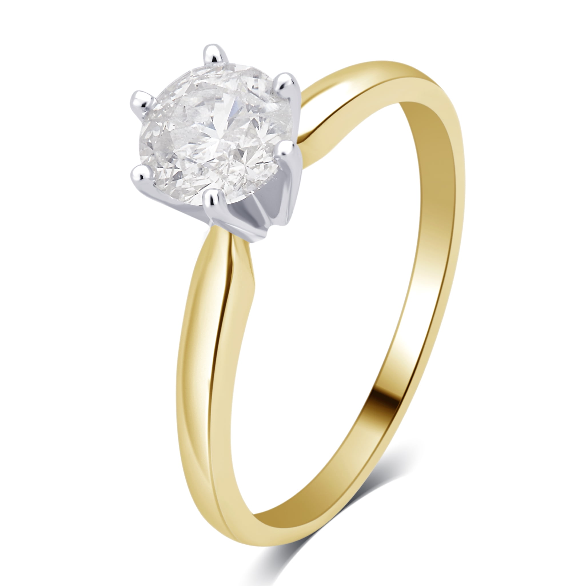 Diamond Solitaire Ring 1/2 Carat Round-cut 14K Yellow Gold (I2/I)